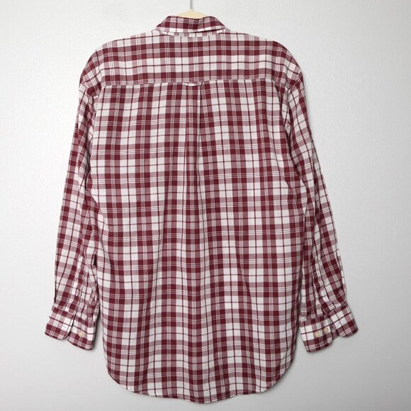Vintage Grenadier Plaid Long Sleeve Button Down Shirt Collared Red White Preppy - Picture 3 of 10